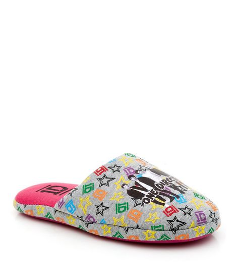 Teens Grey One Direction Mule Slippers | New Look