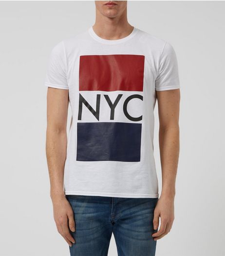 White NYC Contrast T-Shirt | New Look