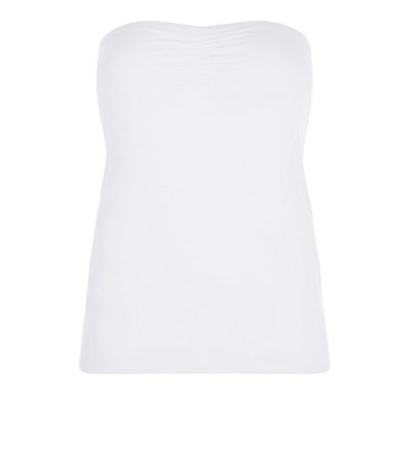 Curves White Elasticated Bandeau Top | New Look