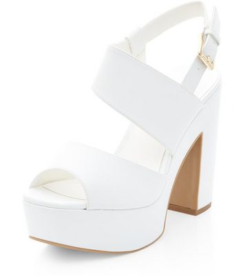 white low block heels wide fit