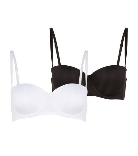 2 Pack White and Black Strapless Bras | New Look