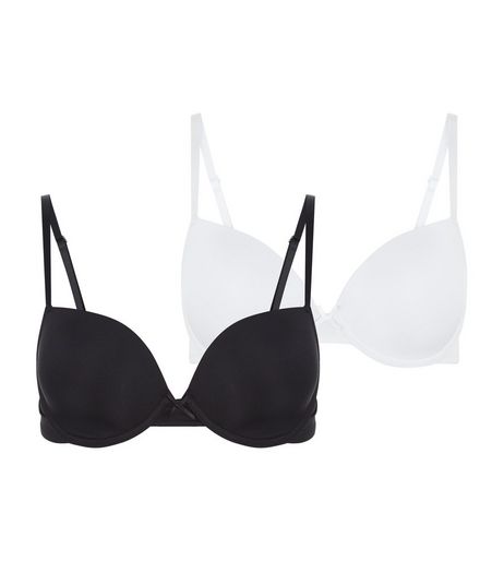 2 Pack Black and White T-Shirt Bras | New Look