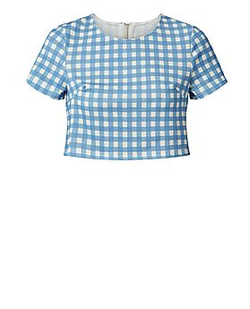 Parisian Blue Check Crop Top | New Look