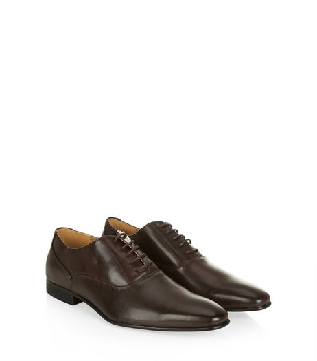 Dark Brown Lace Up Oxford Shoes | New Look