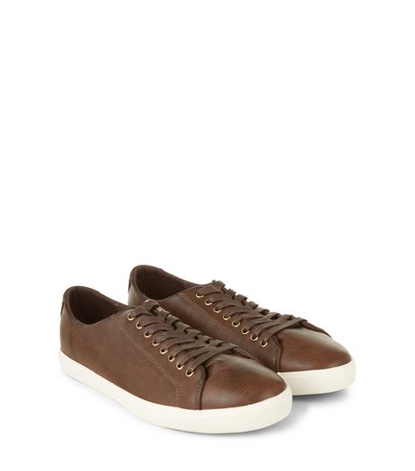 Dark Brown Lace Up Trainers | New Look