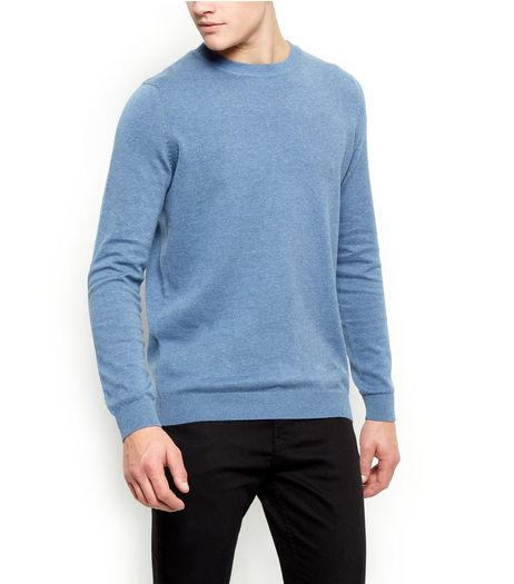 Blue Cotton Basic Crew Neck Jumper | New Look