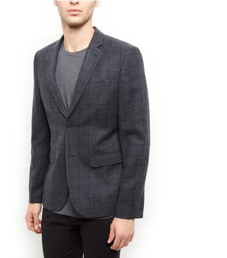 Grey Textured Check Blazer | New Look