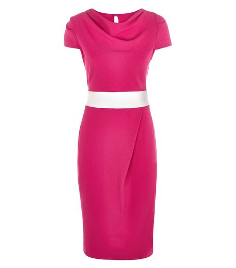 Closet Bright Pink Tie Waist Pencil Dress | New Look