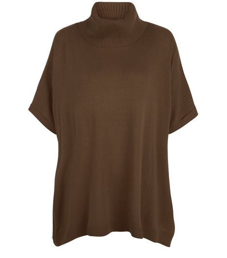 Khaki Roll Neck Short Sleeve Jumper | New Look