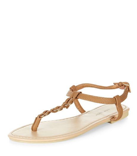 Tan Woven Hoop Sandals | New Look