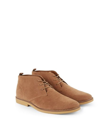 Stone Suedette Desert Boots | New Look