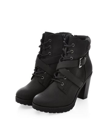 black block heel lace up shoes