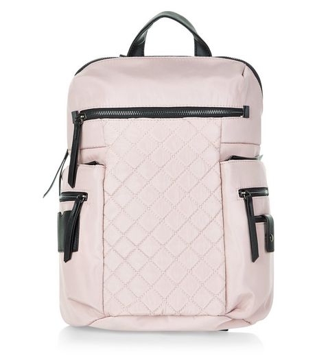 Shell Pink Quilted Backpack | New Look