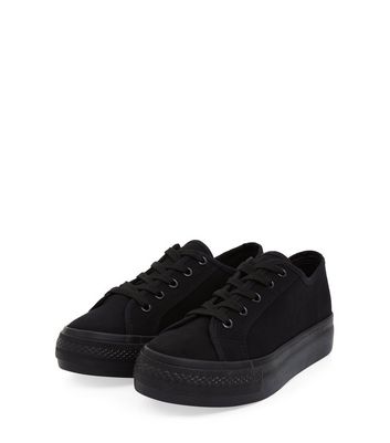 black lace up plimsolls womens
