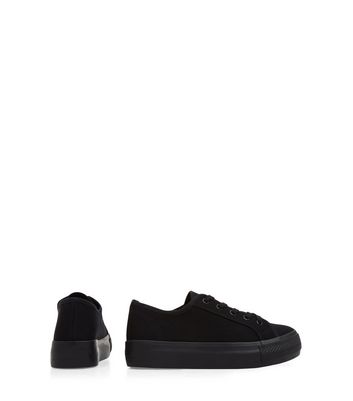 black lace up plimsolls womens