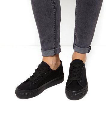 black lace up plimsolls womens