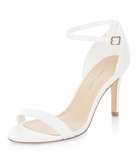 Wide Fit White Ankle Strap Heels | New Look