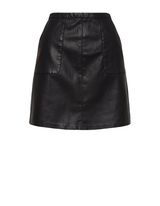 Black Leather-Look Patch Pocket A-Line Skirt