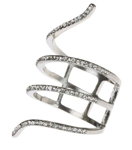 Silver Diamante Wrap Ring | New Look