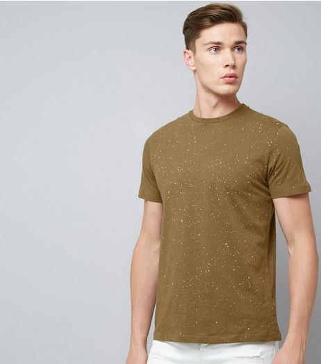 Khaki Spray Wash T-Shirt | New Look