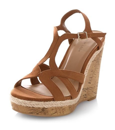 Tan Strappy Cork Wedges | New Look