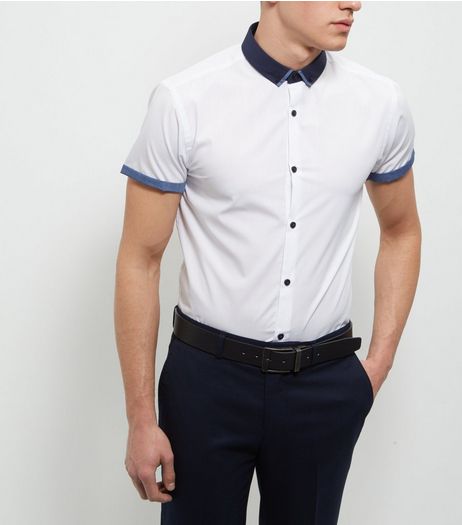 White Contrast Trim Short Sleeve Shirt | New Look