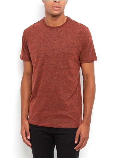 Orange Space Dye Pocket Front Crew Neck T-Shirt | New Look