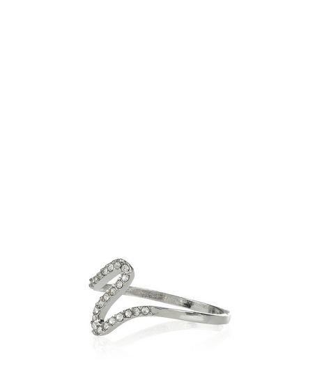 Silver Diamante Squiggle Ring | New Look