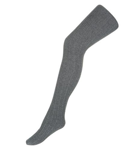Grey Cotton Cable Knit Tights | New Look
