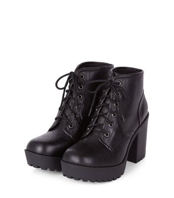 black block heel lace up shoes