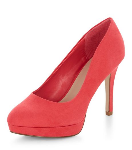 Wide Fit Bright Pink Platform Court Shoes | New Look