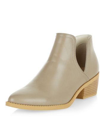 grey cut out ankle boots