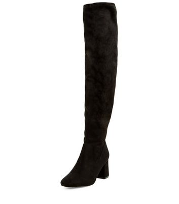block heel over the knee boots
