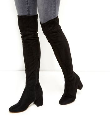 critic black block heeled platform over the knee boots