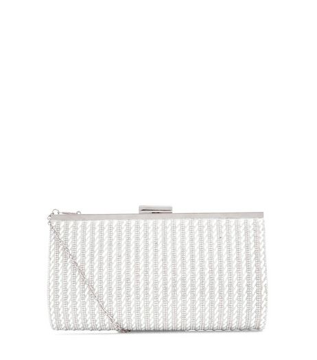 Silver Beaded Clutch Bag | New Look