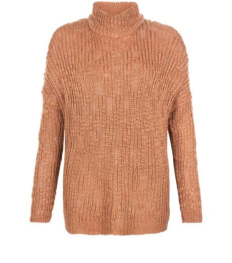 Tan Textured Turtle Neck Slub Jumper | New Look