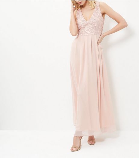 AX Paris Cream Lace Panel Maxi Dress | New Look