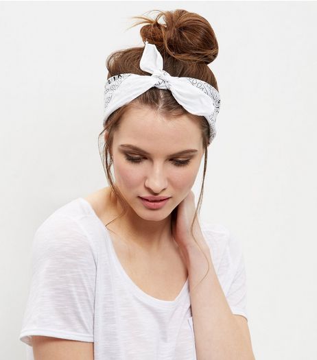 White Paisley Print Bandana | New Look