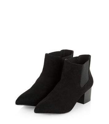 Black Suedette Pointed Ankle Boots  | New Look