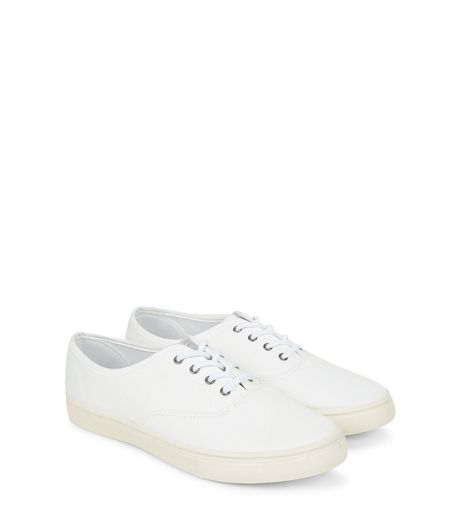 Cream Lace Up Plimsolls | New Look