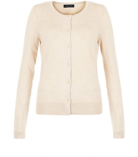 Stone Crew Neck Cardigan | New Look
