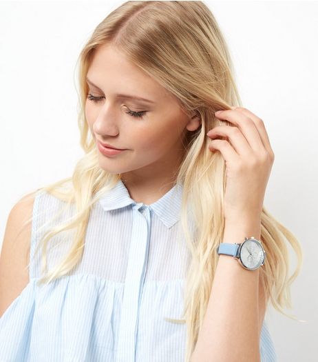 Blue Skinny Strap Watch | New Look