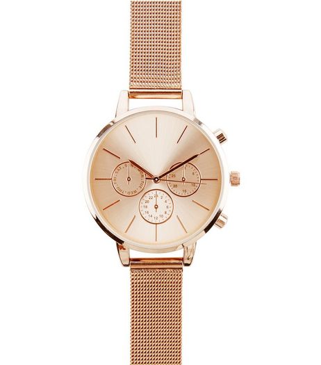 Rose Gold Mesh Strap Watch | New Look