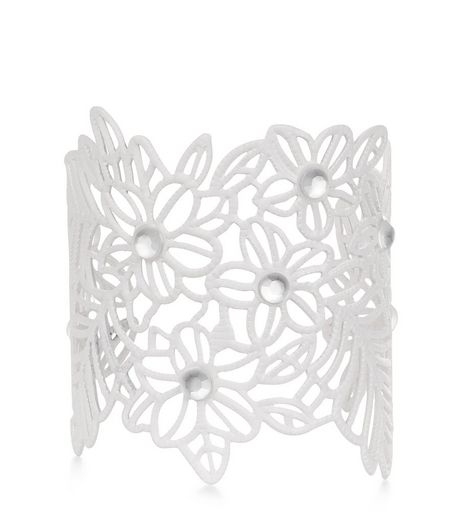 White Floral Cuff | New Look
