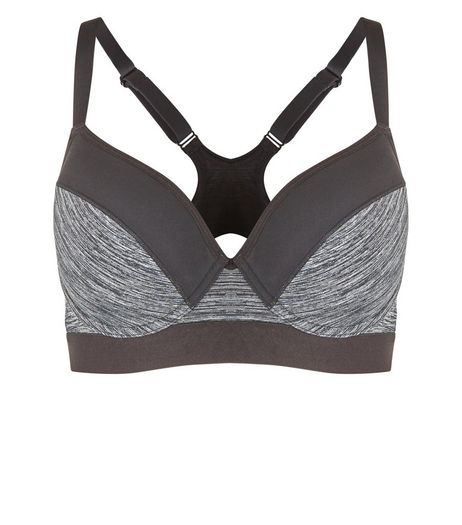 Grey Marl Underwired Sports Bra | New Look