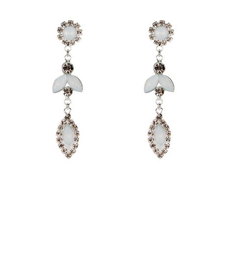 Silver Crystal Opal Teardrop Earrings | New Look