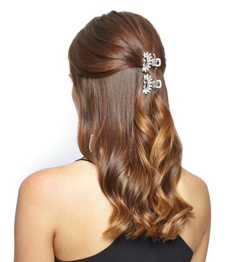 2 Pack Silver Crystal Embellished Bulldog Clips | New Look
