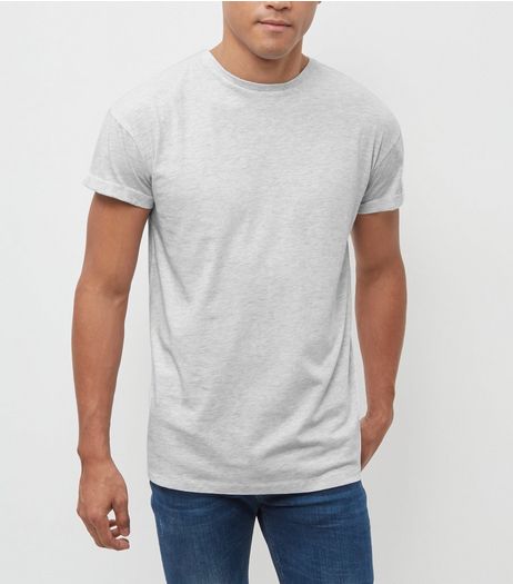 Pale Grey Roll Sleeve T-Shirt | New Look