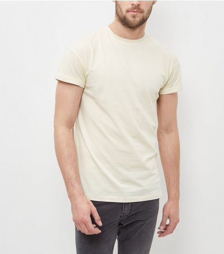 Light Yellow Roll Sleeve T-Shirt | New Look