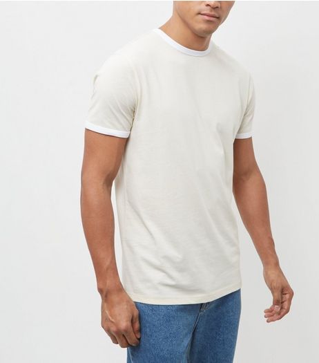 Light Yellow Contrast Trim Crew Neck T-Shirt | New Look